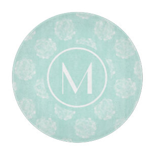 Monogram Plant Happiness Pastel Succulent Patt Cutting Board