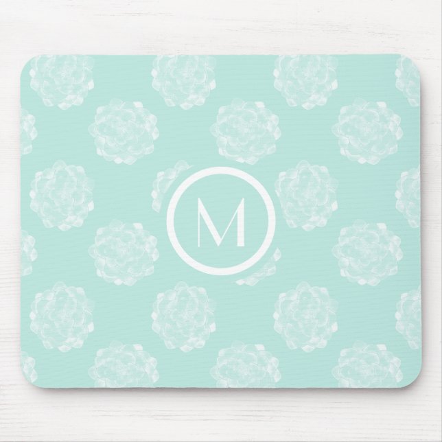 Monogram | Plant Happiness | Pastel Succulent Patt Mouse Mat (Front)