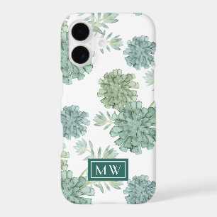 Monogram Plant Happiness Succulent Pattern