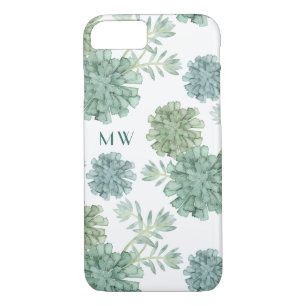 Monogram   Plant Happiness   Succulent Pattern iPhone 8/7 Case