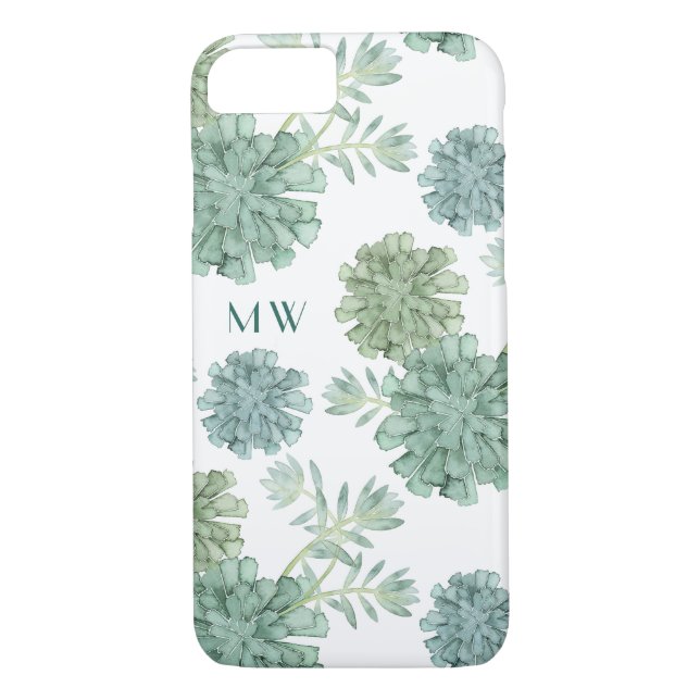 Monogram | Plant Happiness | Succulent Pattern Case-Mate iPhone Case (Back)
