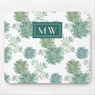 Monogram   Plant Happiness   Succulent Pattern Mouse Mat