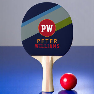 Monogram Player's Name & initials on cool modern Ping Pong Paddle