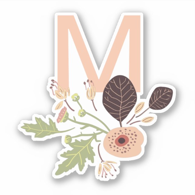 Monogram Playful Peach Vector Floral Motif (Front)