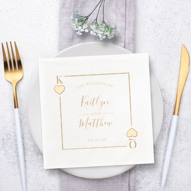 Monogram Playing Card Wedding Foil Napkins (Creator Uploaded)