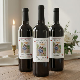 Monogram Playing Card Wedding Photo Save The Date Wine Label