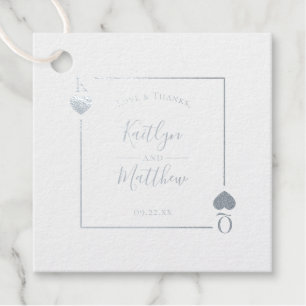 Monogram Playing Card Wedding Silver Favour Tags