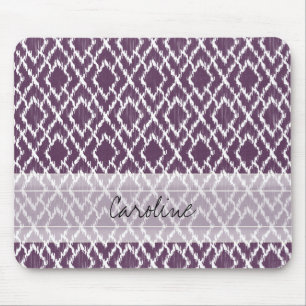 Monogram Plum Purple Tribal Ikat Diamond Pattern Mouse Mat