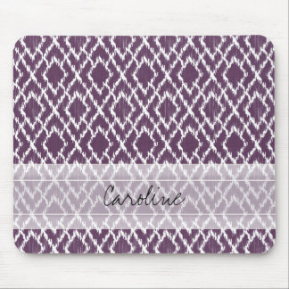 Monogram Plum Purple Tribal Ikat Diamond Pattern Mouse Mat