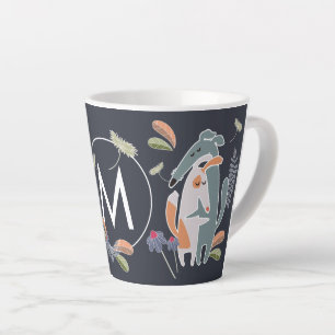 Monogram Podenco Dog and Galgo Cartoon Latte Mug