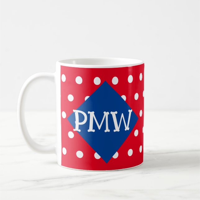 Monogram Polka Dot Happy Birthday Mug (Left)