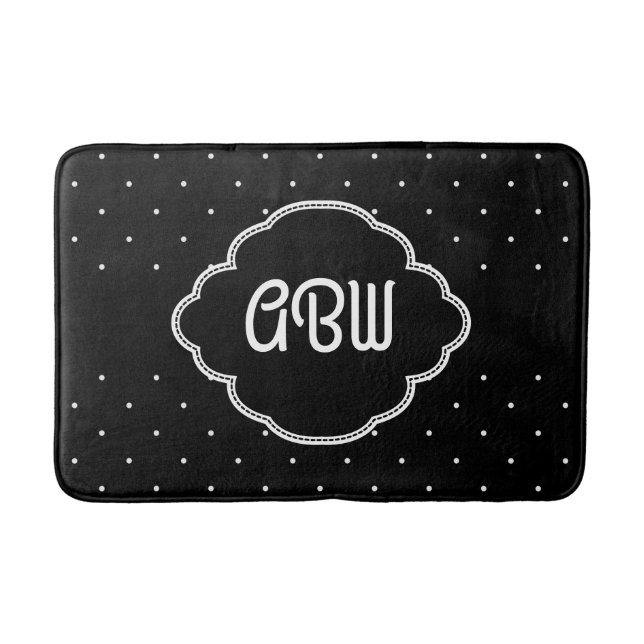 Monogram | Polka Dots Bath Mat (Front)
