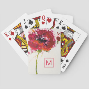 Monogram   Poppy on White Playing Cards
