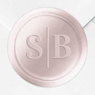 Monogram Porcelain Pink Wax Seal Wedding Stickers