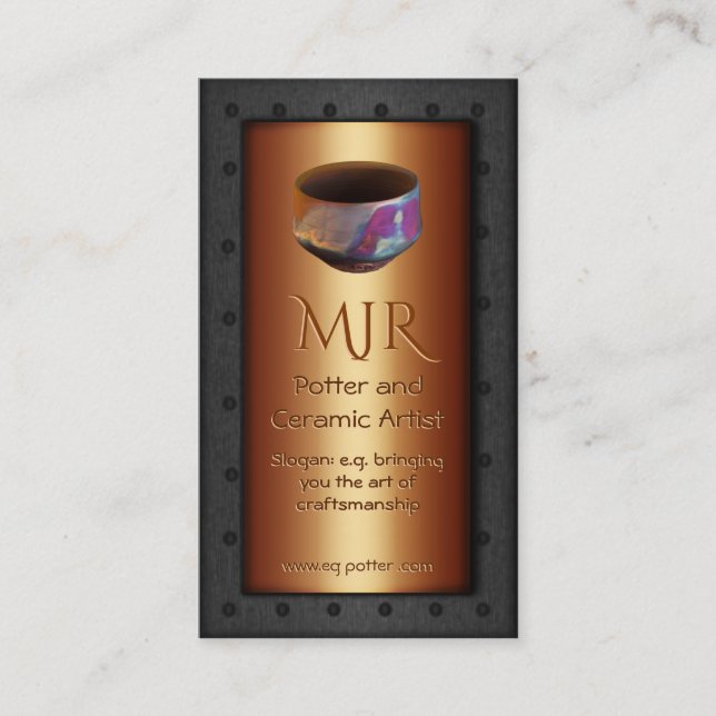 Monogram, Potter, Riveted steel framed copper Business Card (Front)