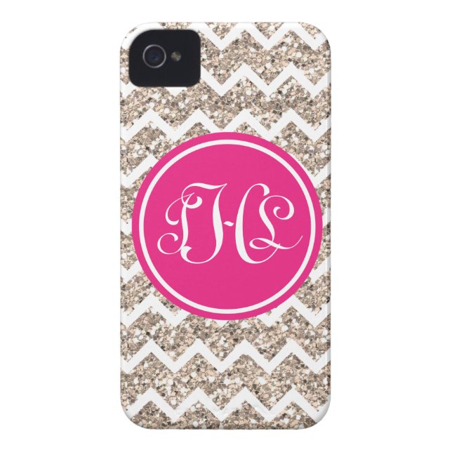 Monogram Preppy Chevron in Gold Glitter Case-Mate iPhone Case (Back)