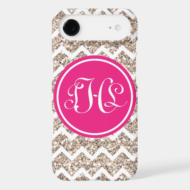 Monogram Preppy Chevron in Gold Glitter Case-Mate iPhone Case (Back)
