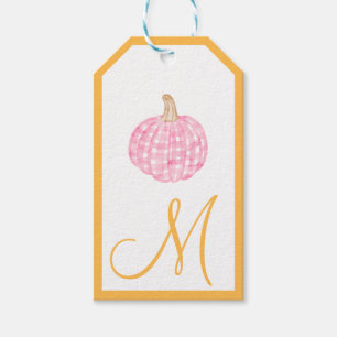 Monogram Preppy Pumpkin Bows Thanksgiving  Gift Tags