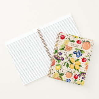 Monogram pretty feminine fruits Classy beige Notebook