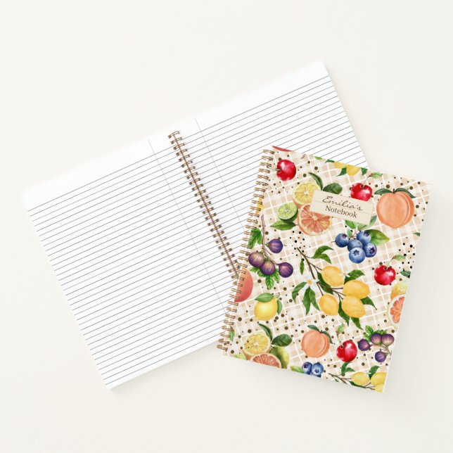 Monogram pretty feminine fruits Classy beige Notebook (Inside)