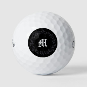 Monogram Pretty Floral Wreath  Golf Balls