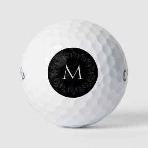 Monogram Pretty Floral Wreath  Golf Balls