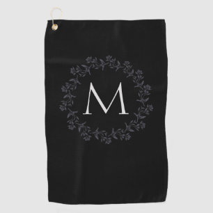 Monogram Pretty Floral Wreath  Golf Towel