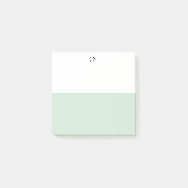 Monogram Pretty Green Pastel White Colour Block Post-it Notes (Front)