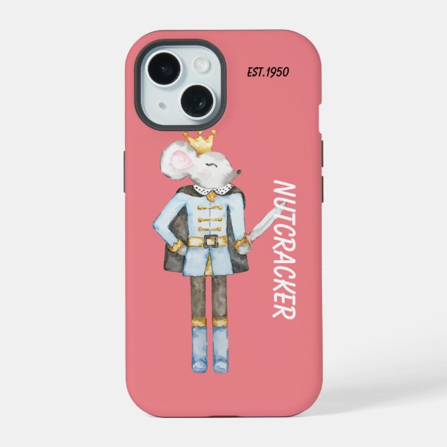 Monogram pretty nutcracker Christmas pink iPhone 15 Case (Back)
