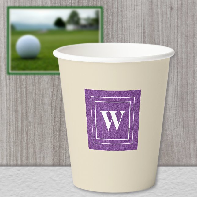 Monogram, Pretty Purple Denim Print 8oz Paper Cups (Creator Uploaded)