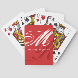 Monogram Printed-All-Over Fiery-Red Colour Playing Cards