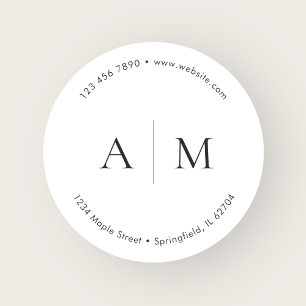 Monogram Product Logo Marketing White Classic Round Sticker