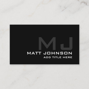 Monogram Professional Black White Business Card