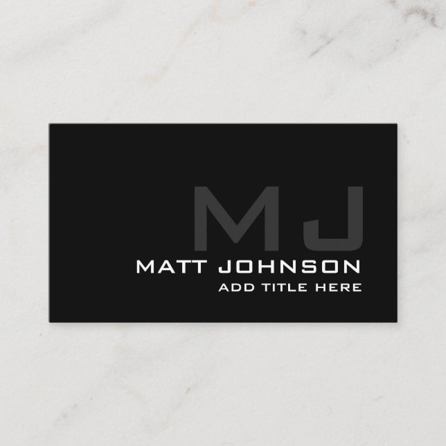 Monogram Professional Black White Business Card (Front)