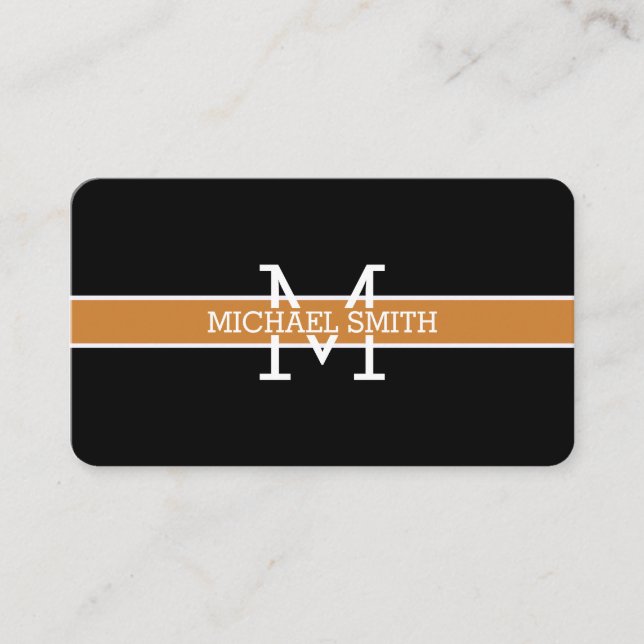 Monogram Professional Bronze Horizontal Line Business Card (Front)