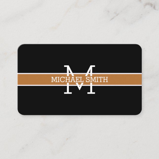 Monogram Professional Copper Horizontal Line Business Card (Front)