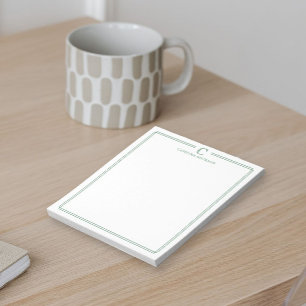 Monogram Professional Dark Green Border Stationery Notepad