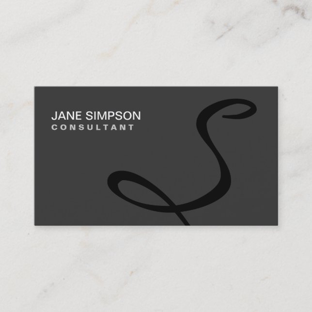 Monogram Professional Elegant Black Modern Business Card (Front)