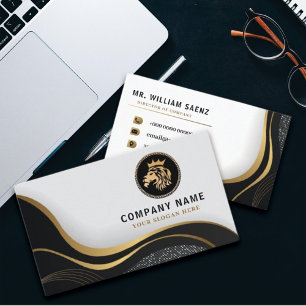 Monogram Professional Elegant Gold Lion Logo Business Card