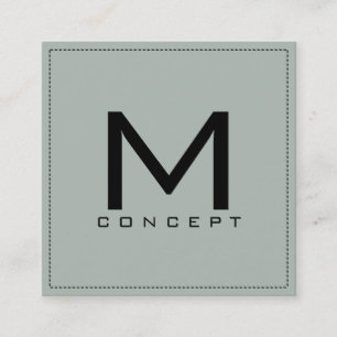 Monogram Professional Elegant Modern Ash Grey Square Business Card