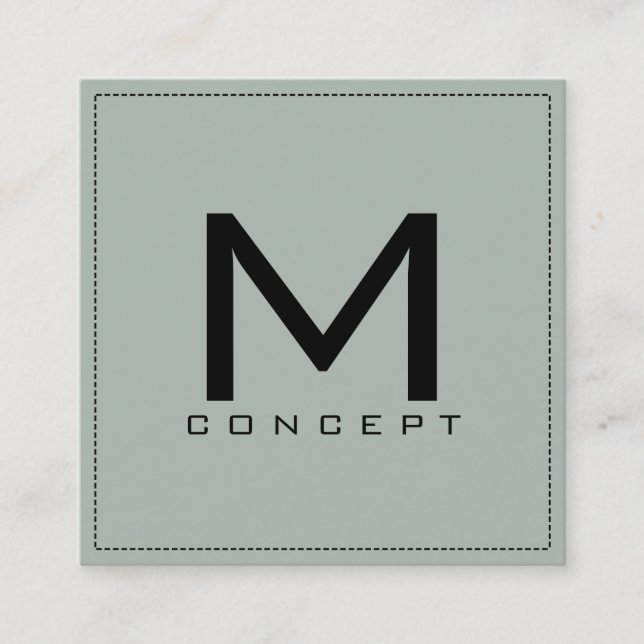 Monogram Professional Elegant Modern Ash Grey Square Business Card (Front)