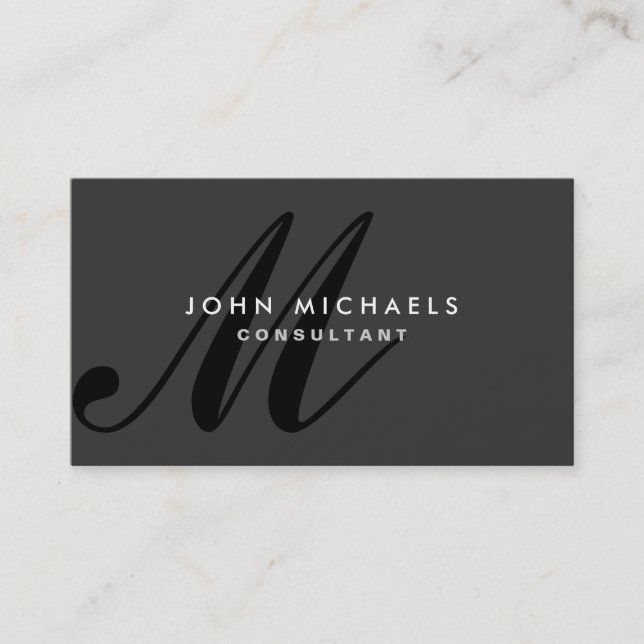 Monogram Professional Elegant Modern Black Business Card (Front)