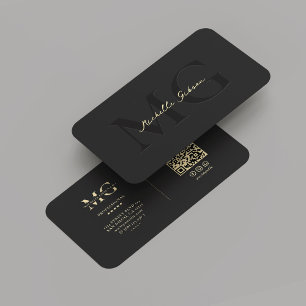 Monogram Professional Elegant Modern Black Gold Business Card