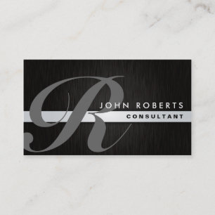 Monogram Professional Elegant Modern Brushed Metal Business Card