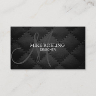 Monogram Professional Elegant Modern Leather Business Card