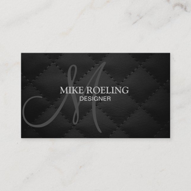 Monogram Professional Elegant Modern Leather Business Card (Front)