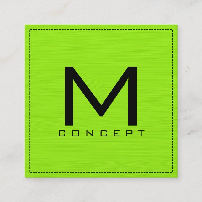 Monogram Professional Elegant Modern Lime Square Business Card (Front)