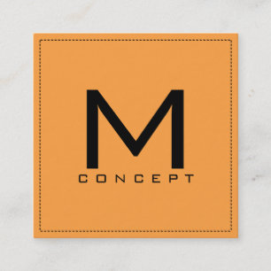Monogram Professional Elegant Modern Neon Carrot Square Business Card