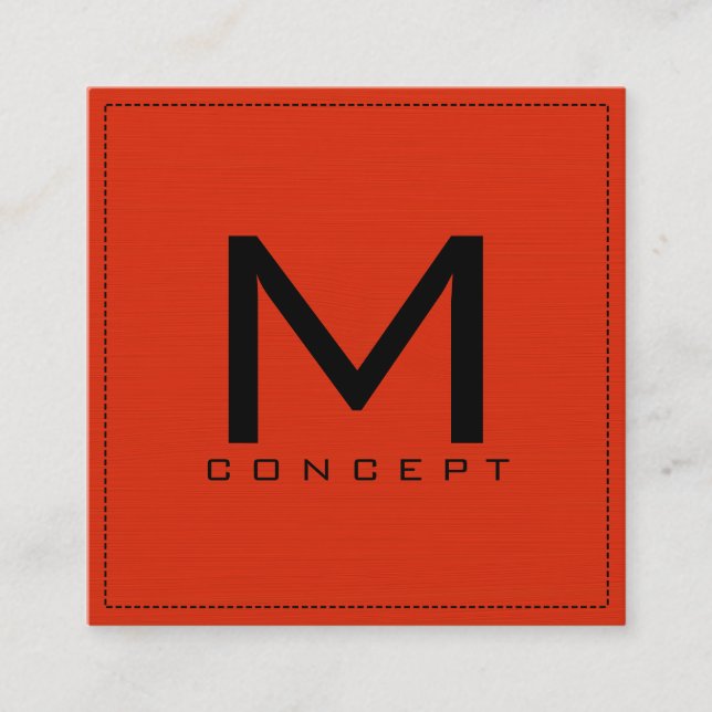 Monogram Professional Elegant Modern Red Orange Square Business Card (Front)