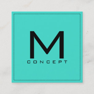 Monogram Professional Elegant Modern Turquoise Square Business Card